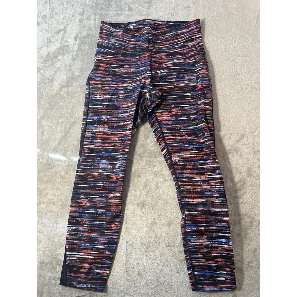 Lululemon Womens Size 10 Multicolor Striped Athletic Leggings Yoga Pants